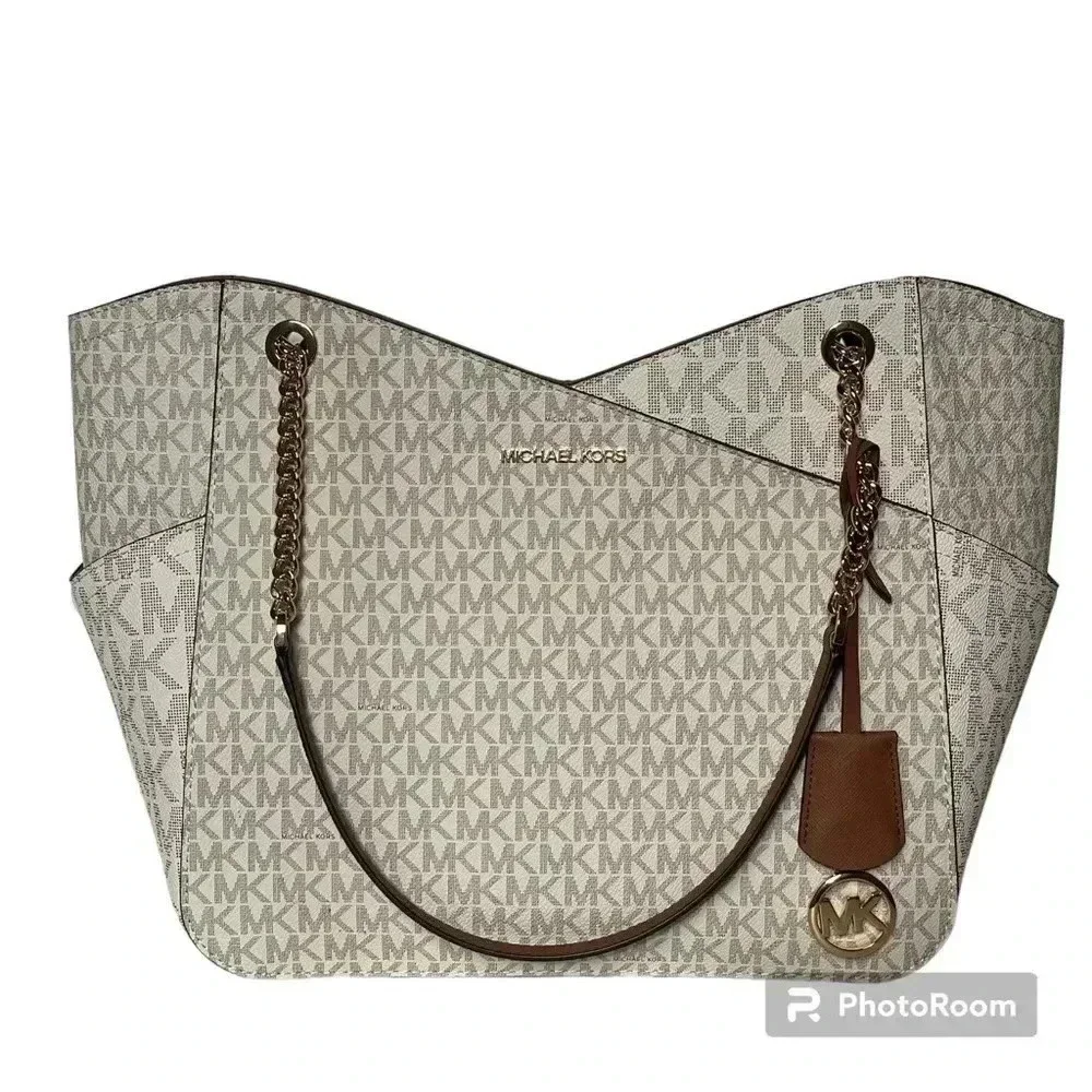 🔥 Michael‎ Kors Women Jet Set Travel Cross Chain Shoulder Tote Bag in Vanilla